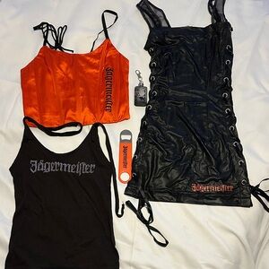 Vintage Jägermeister Black and Orange Dress, Tops, Accessory Set